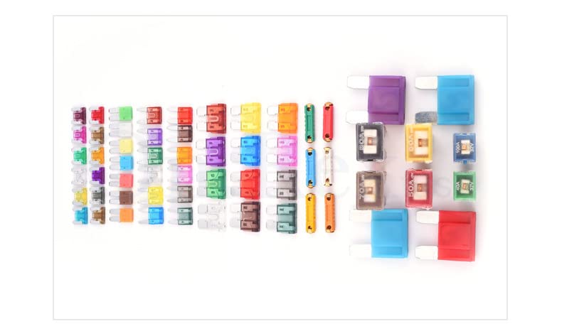 Fielect 50Pcs Car Blade Fuses Assortment Kit - 10A Automotive Fuses for Car, SUV, RV, Truck & Boat - Replacement Fuses for Electrical Systems - Perfect for Road Trips & Emergency Repairs