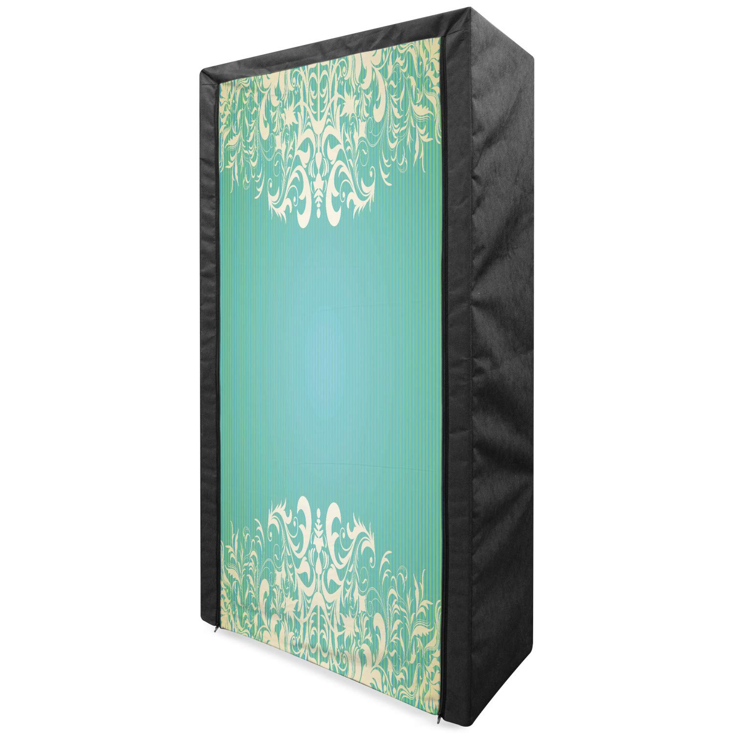 Vintage Portable Fabric Wardrobe with Baroque Floral Motifs - 33.5
