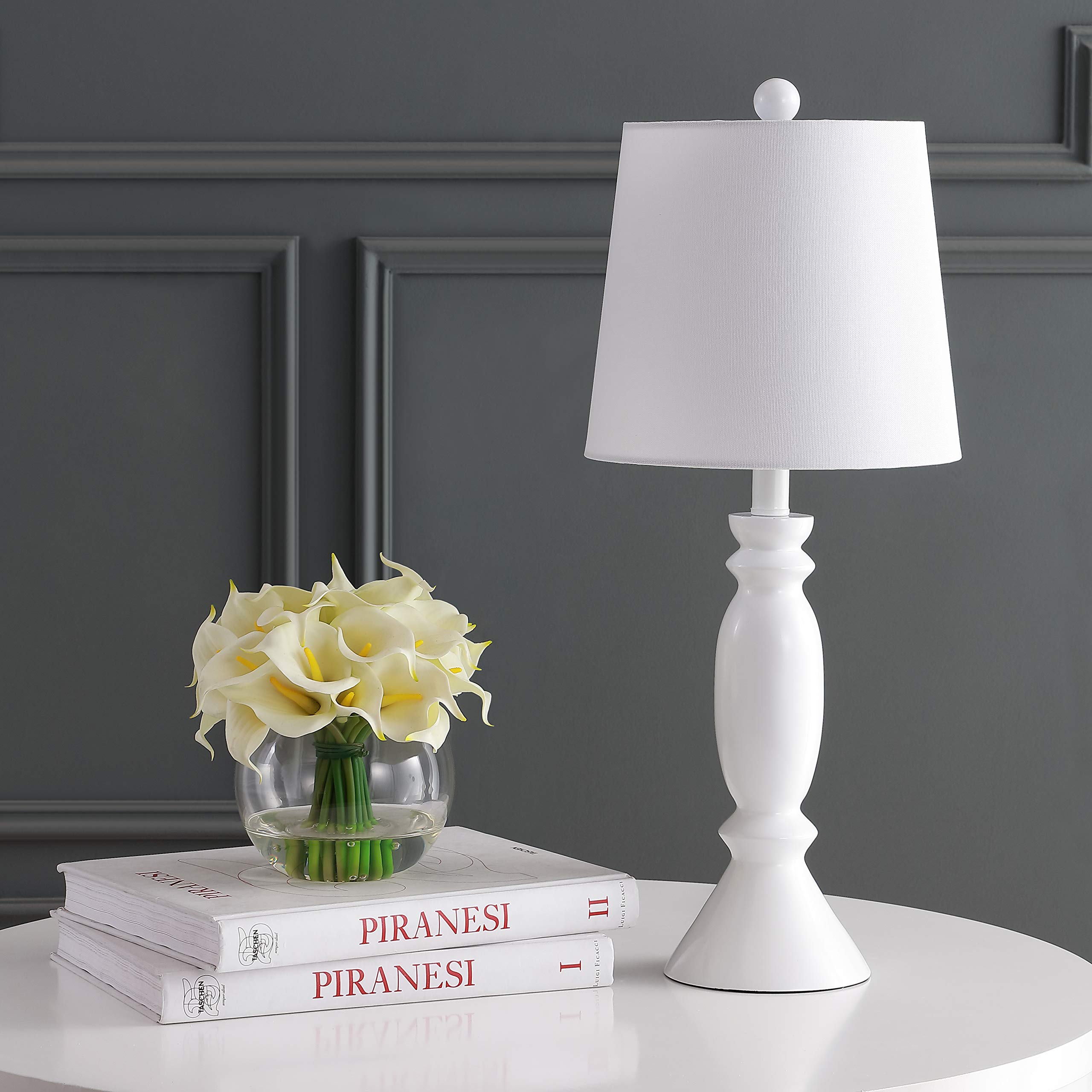 SAFAVIEH Kian 24-inch Modern Farmhouse Table Lamp - White Contemporary LED Desk Light for Bedroom, Living Room & Home Office (Bulb Included) - Perfect for Nightstands, Reading & Ambient Lighting