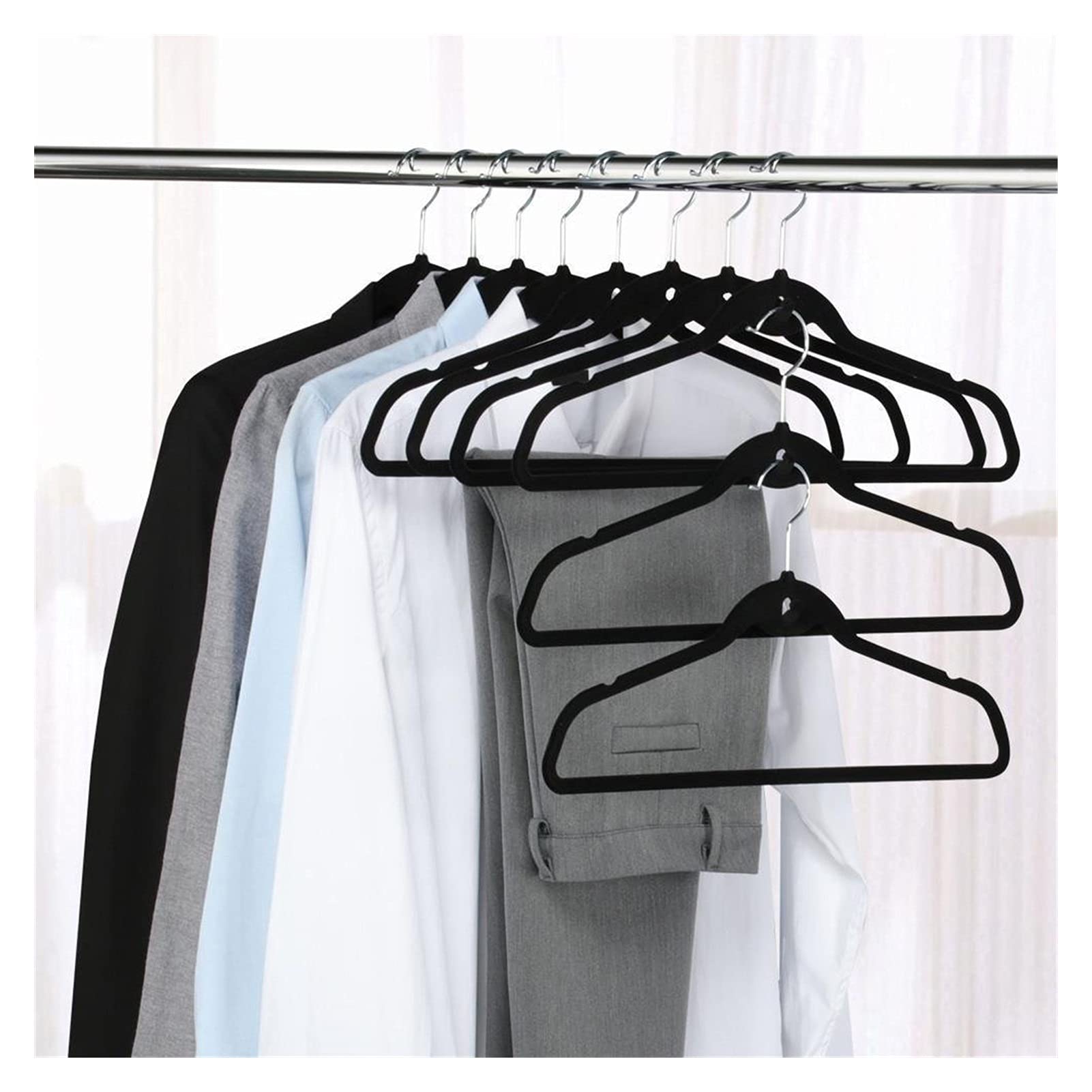 10/20Pcs Non-Slip Velvet Suit Hangers - Heavy Duty Closet Organizer for Dresses, Shirts & Pants - Space Saving Wardrobe Storage - Perfect for Home, Laundry Room & Closet Organization (Color: 10pcs)