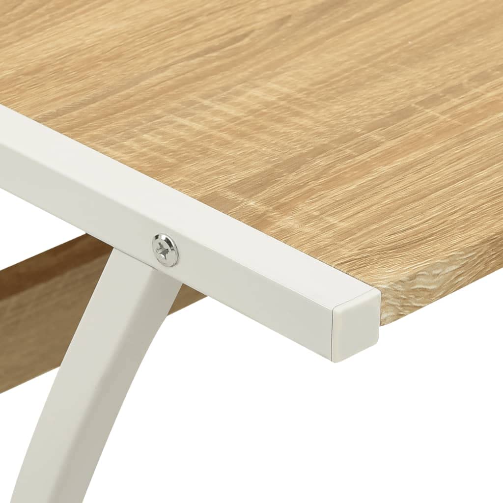 CHARMMA Corner Desk L-Shaped Computer Desk with Keyboard Tray - Solid Oak Wood Home Office Desk in Brown (18.8KG) - Perfect for Small Spaces, Gaming & Work from Home Setup