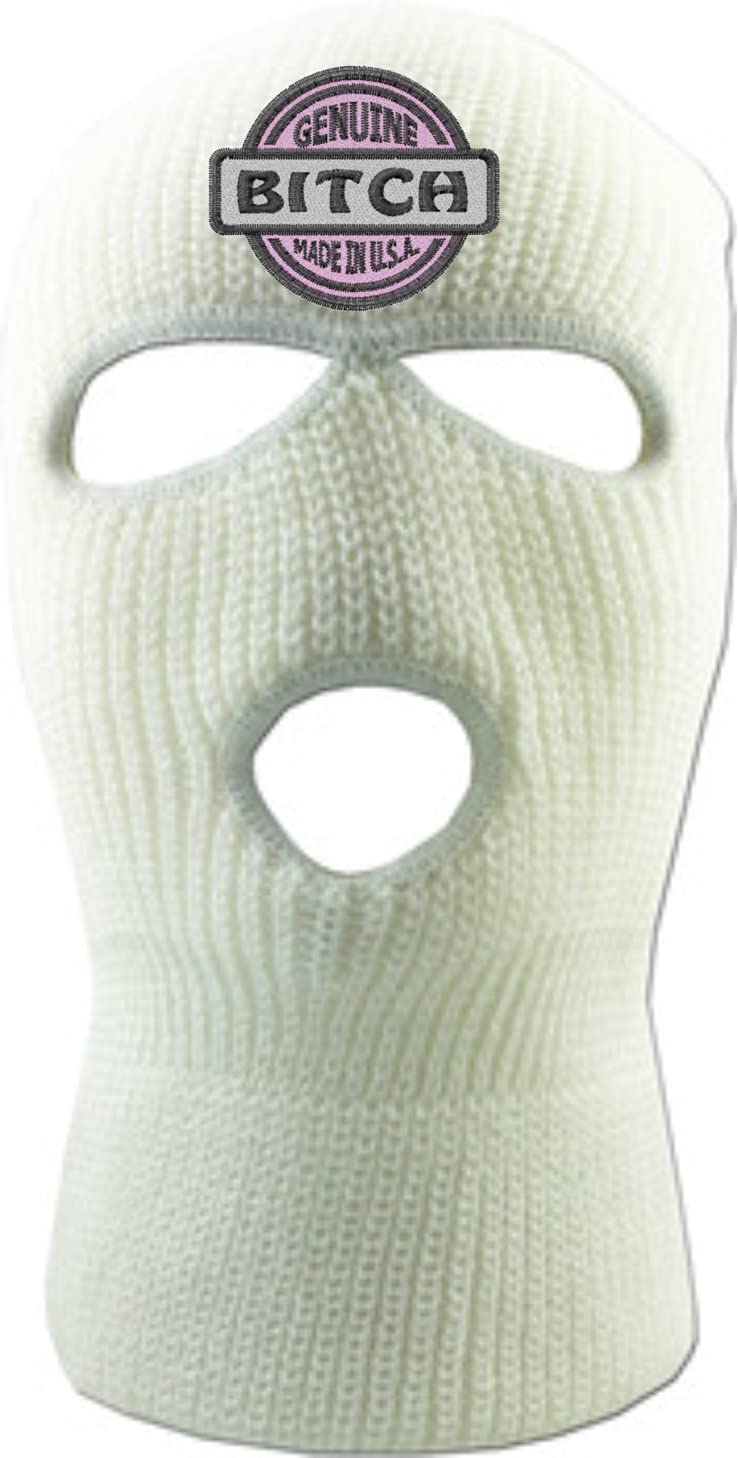 USA Made 3-Hole Embroidered Pink Knitted Balaclava - Warm Ski Mask for Winter Sports, Snowboarding & Outdoor Activities