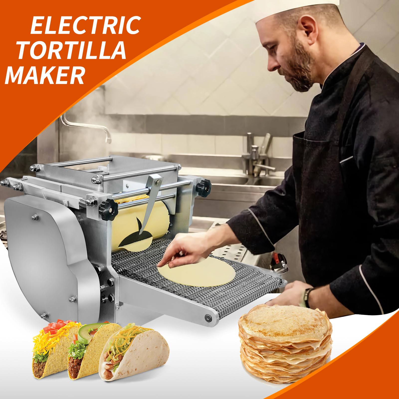 Commercial Automatic Tortilla Press Machine - Nonstick Electric Corn Tortilla Maker for Mexican Flatbread (4