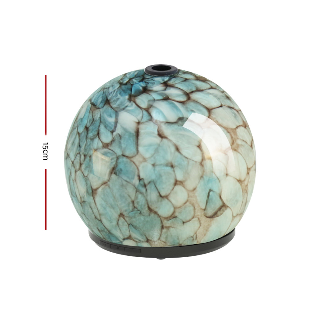 Devanti 240ml Glass Aroma Diffuser for Essential Oils - Ultrasonic Aromatherapy Humidifier with 7 Color LED Lights, Perfect for Home, Office, Yoga & Spa Relaxation