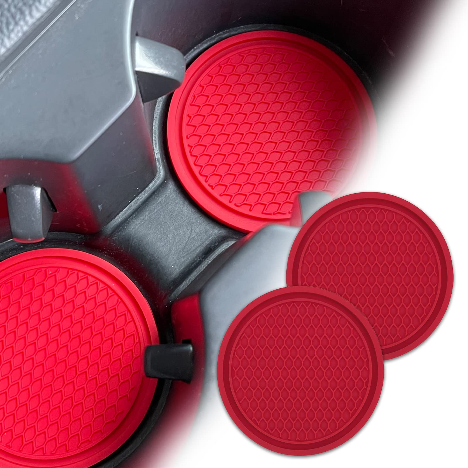 4PCS Silicone Car Cup Coasters - Anti-Slip Honeycomb Design for Auto Interior Accessories | Universal Fit for Most Vehicles