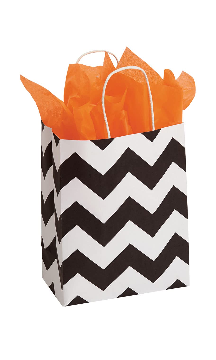SSWBasics Medium Classic Chevron Paper Shopping Bags - 100 Pack with Sturdy Handles - Premium Retail Bags for Boutique, Gift & Grocery Stores - Eco-Friendly Shopping Bags for Parties, Weddings & Corporate Events