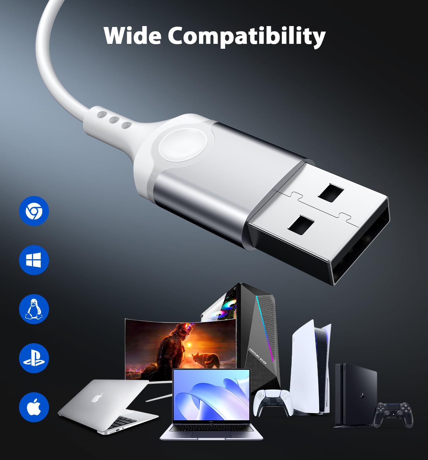 ACAGET USB Earphones with Microphone - Magnetic USB A Headset Earbuds for PC/Laptop - Lightweight Computer Headphones with Audio Controls & Mute Function (White) - Compatible with Dell, Surface - Perfect for Online Meetings, Zoom Calls & Remote Work