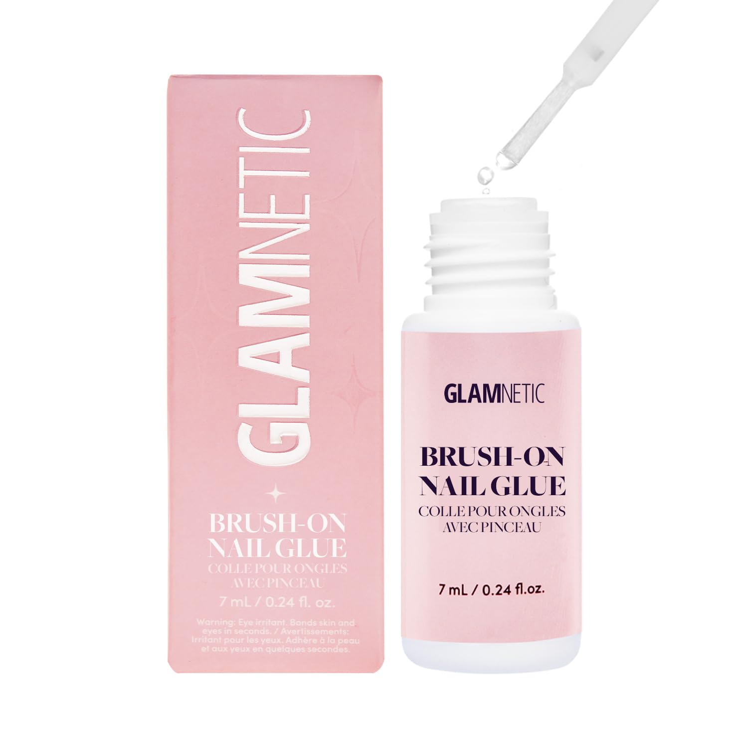 Glamnetic UltraPress Press-On Nails - Opaque UV Finish with Brush-On Glue & Easy Removal | Short Pointed Almond Shape, Reusable Fake Nails | 12 Sizes (24 Nails) | Perfect for Parties, Weddings & Everyday Wear