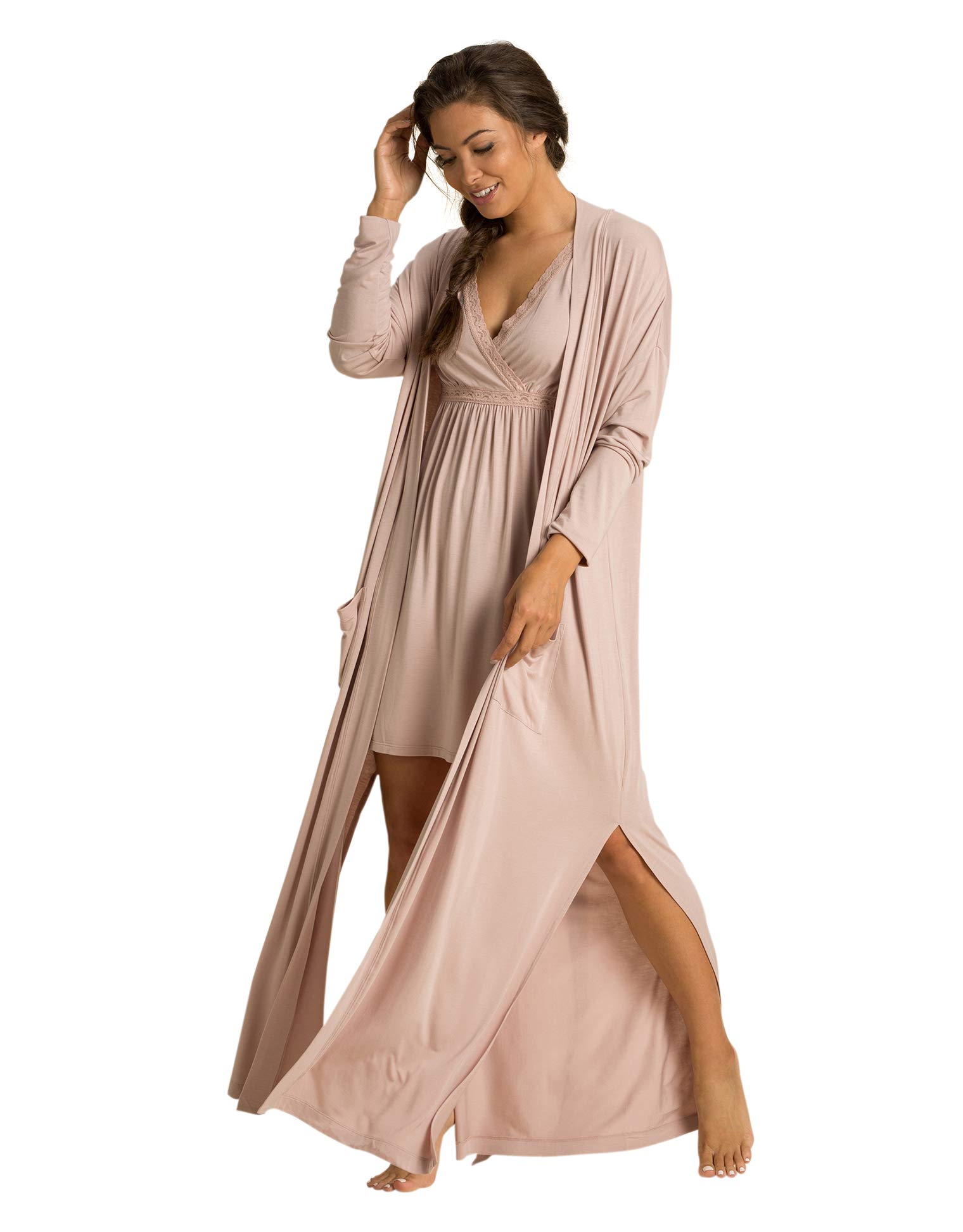 Barefoot Dreams Luxe Milk Jersey Women's Duster Robe - Soft Lightweight Kimono Cover Up for Spa, Poolside, Beach & Lounge Wear