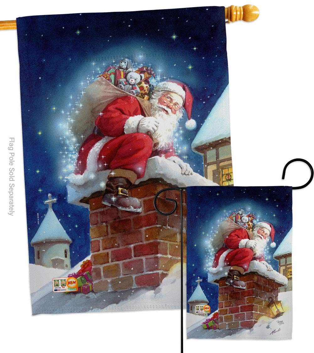 Christmas Chimney Santa Flags Set - 28x40