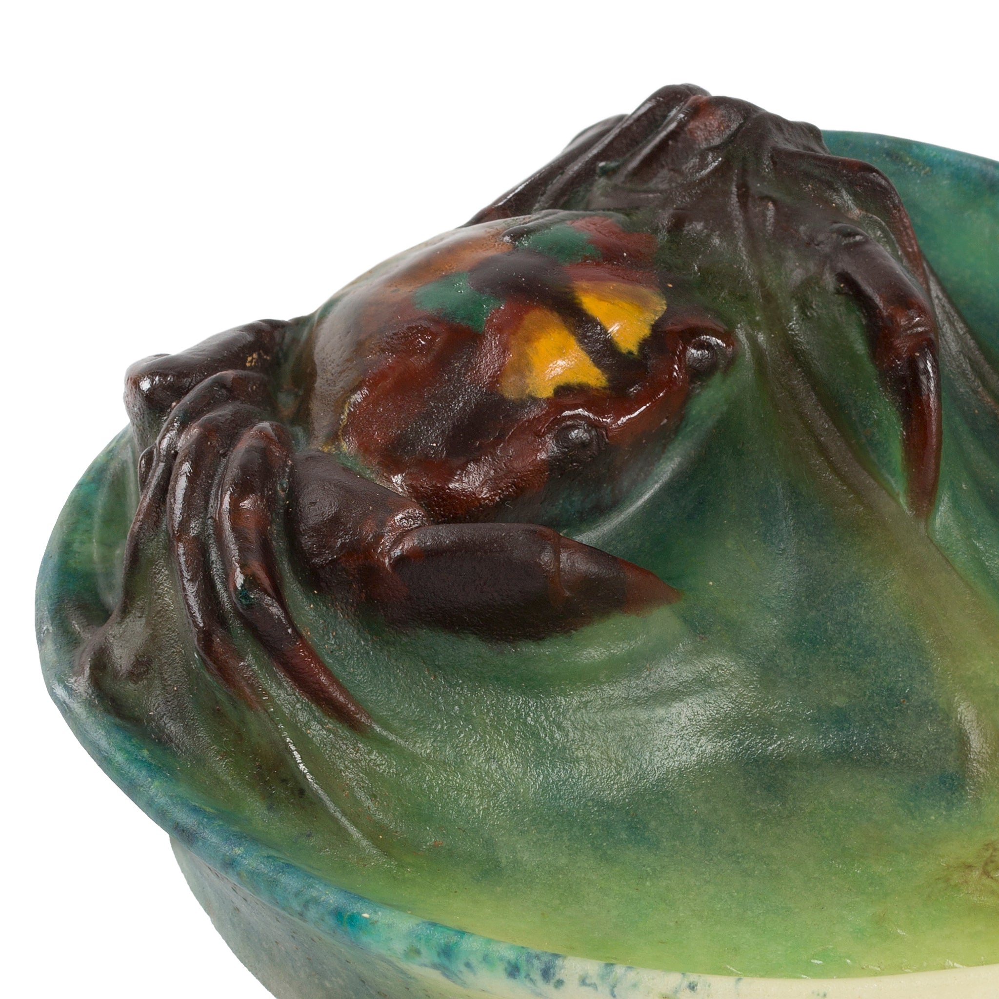 Amalric Walter Small Crab Pâte de Verre Glass Catch-All Dish - Vintage French Art Glass Desk Organizer for Jewelry, Keys & Coins