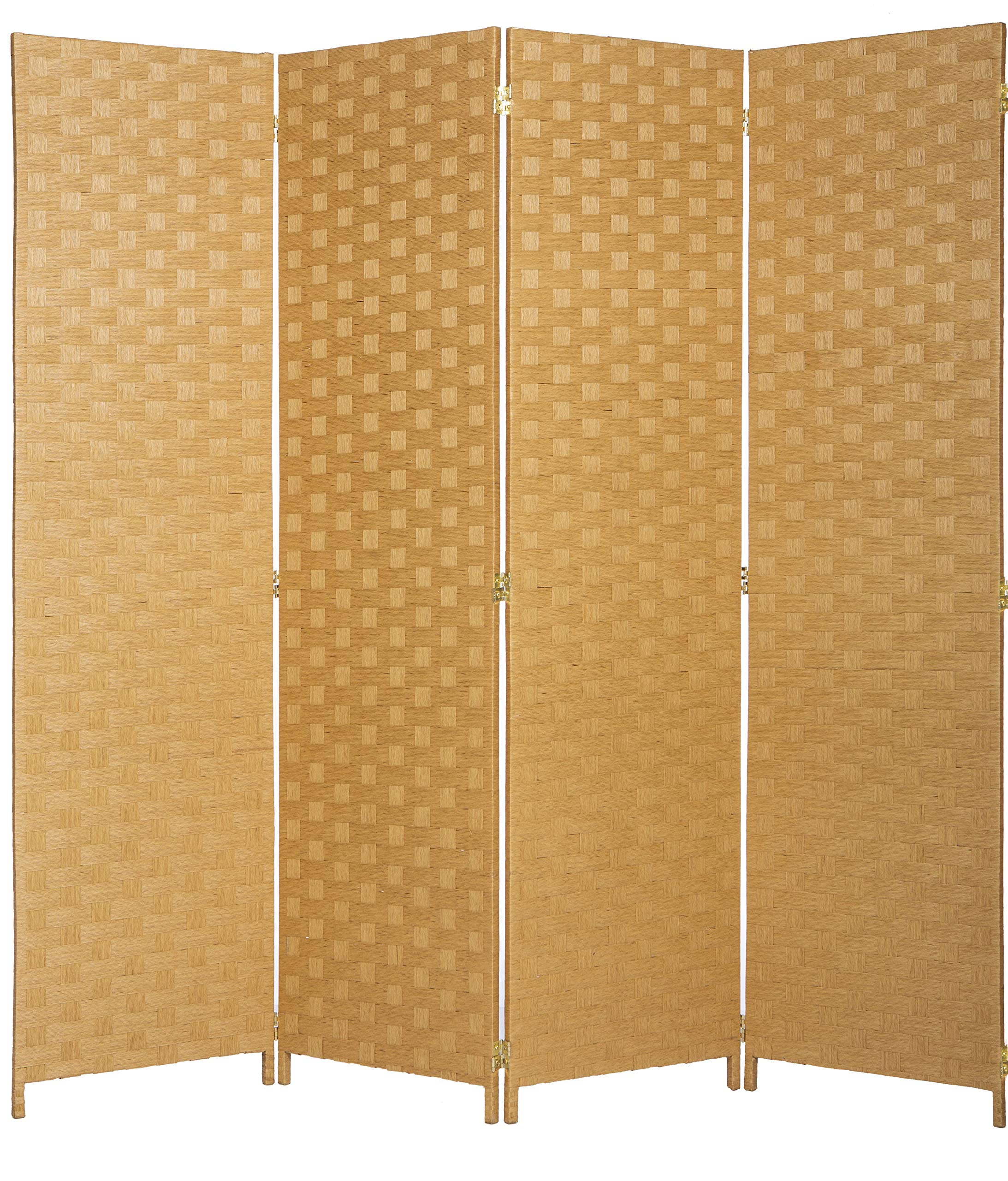 Bamboo Woven Room Divider - 4 Panel Privacy Partition Screen in Beige | Handmade Natural Decor for Living Room, Bedroom & Office Space