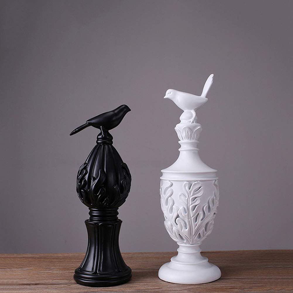 Black and White Magpie Bird Resin Statue Set of 2 - Handcrafted Animal Figure Sculpture for Home Decor, Gift & Craft Collection | Perfect for Bookshelf Display, Office Desk Ornament, and Feng Shui Decorations