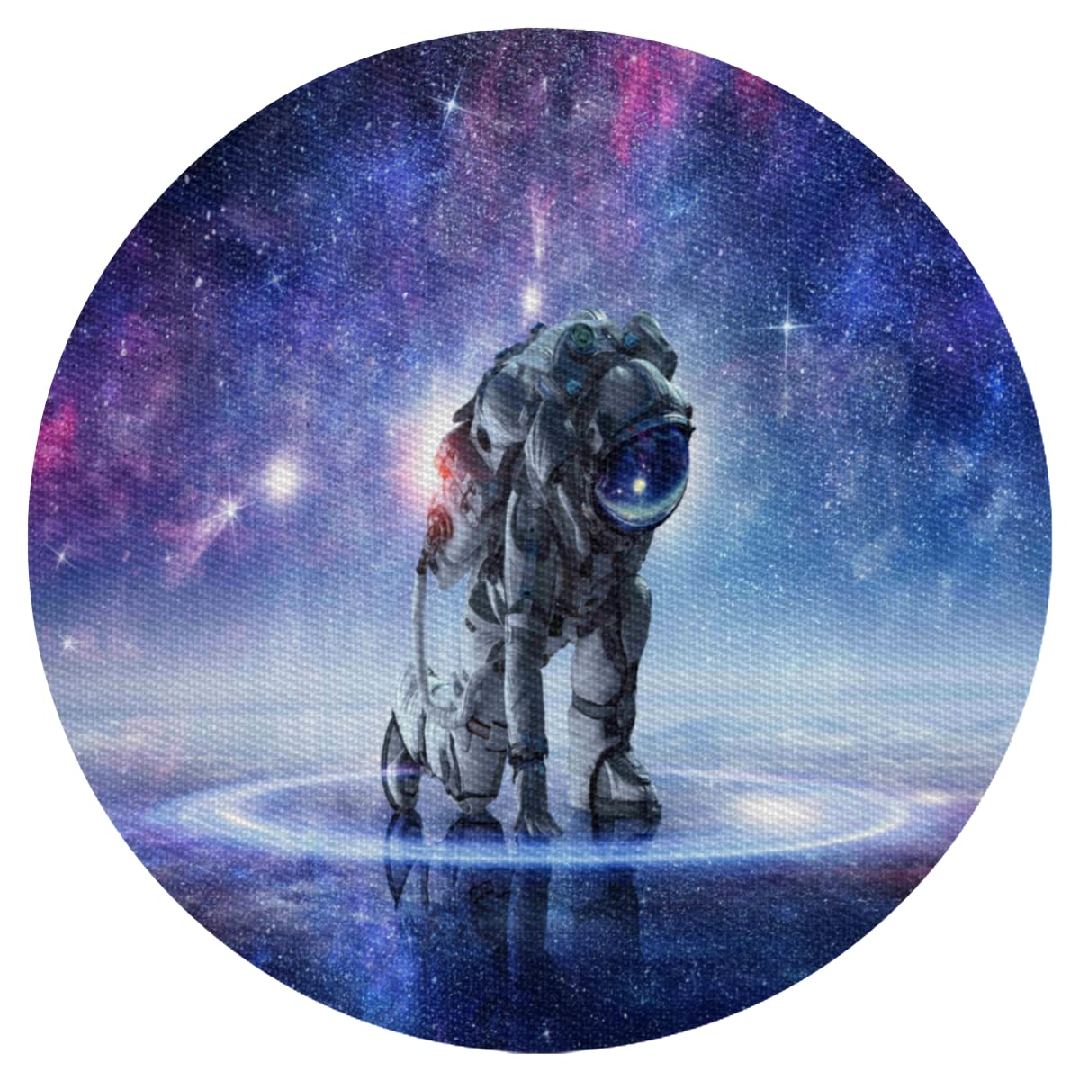 Astronaut Galaxy Round Placemats Set of 6 - 15 Inch Heat-Resistant PVC Table Mats for Dining, Kitchen, Patio & Outdoor Use - Space-Themed Decor for Home & Restaurant Settings