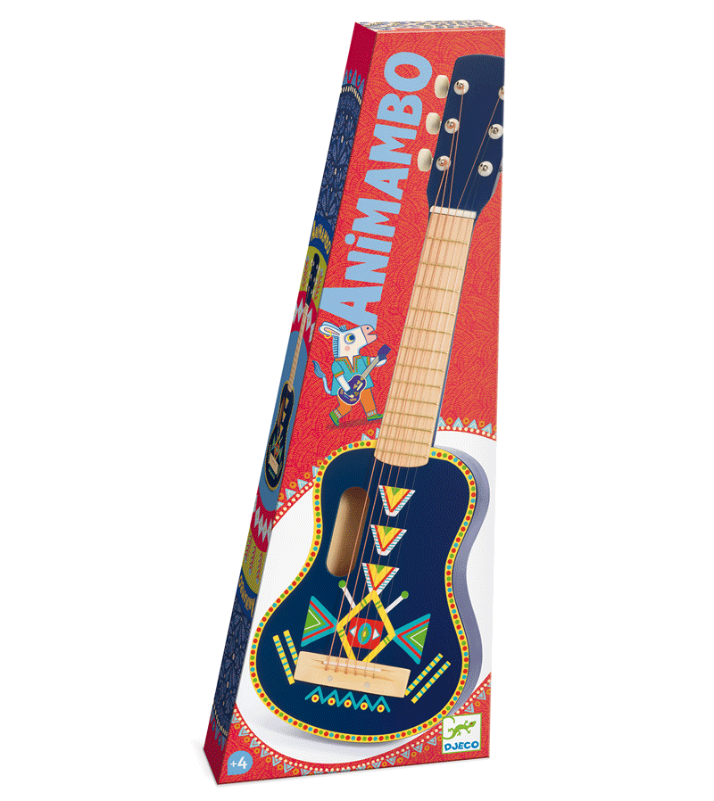Animambo Kids Guitar with 6 Metal Strings - Musical Toy Instrument for Children by Djeco | Perfect for Beginners, Birthday Gifts & Pretend Play