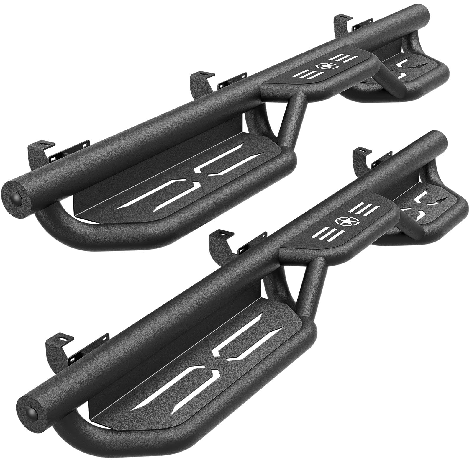 Heavy-Duty Running Boards Side Steps for 2021-2025 Ford Bronco 4 Door (Excluding Sport Model) - 2-Step Design Nerf Bars with Anti-Slip Step Plates & Rock Slider Rails | Perfect for Off-Roading, Camping & Daily Use