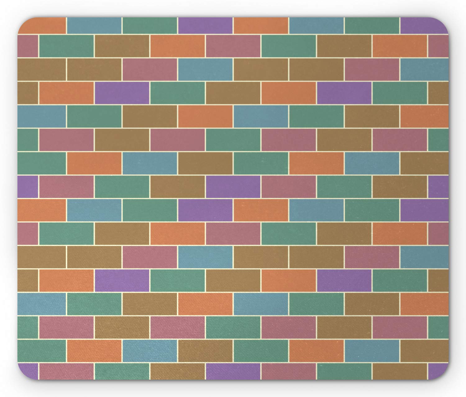Vintage Geometric Brick Wall Mouse Pad - Non-Slip Rubber Gaming Mousepad with Retro Design, Standard Size Rectangle Computer Mouse Mat for Office & Home Use - Colorful Multicolor Desktop Accessory