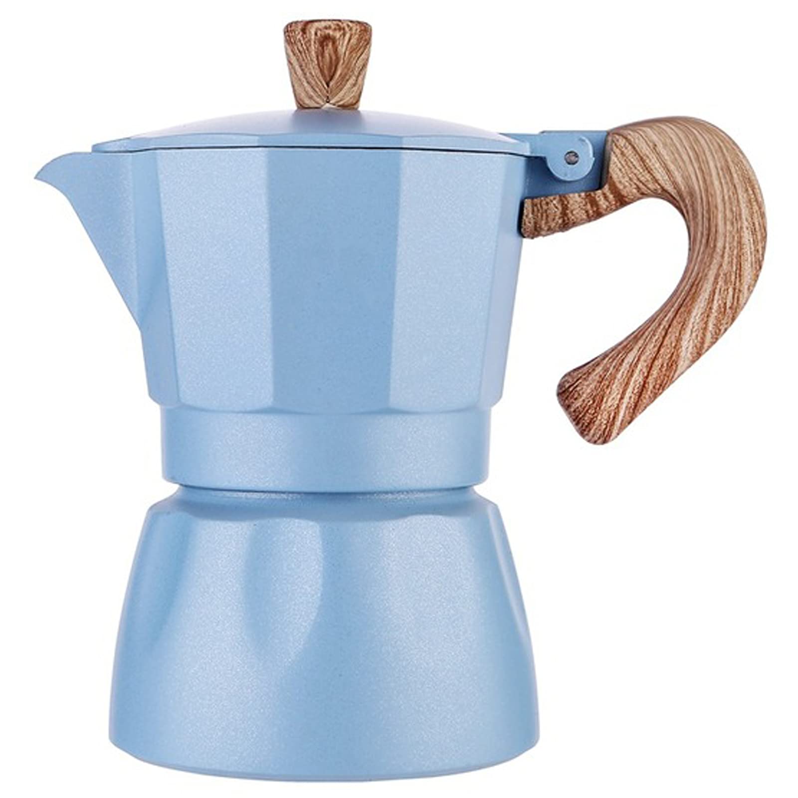 DXDUI Italian Style Aluminum Stovetop Espresso Coffee Maker - Moka Pot for Ground Coffee, Cappuccino & Latte - Perfect for Home, Office, Camping & Gifts (Blue)