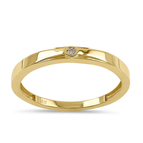 14K Solid Yellow Gold Cubic Zirconia Band Ring for Women - Elegant & Dainty Jewelry for Everyday Wear, Gift Giving & Special Occasions