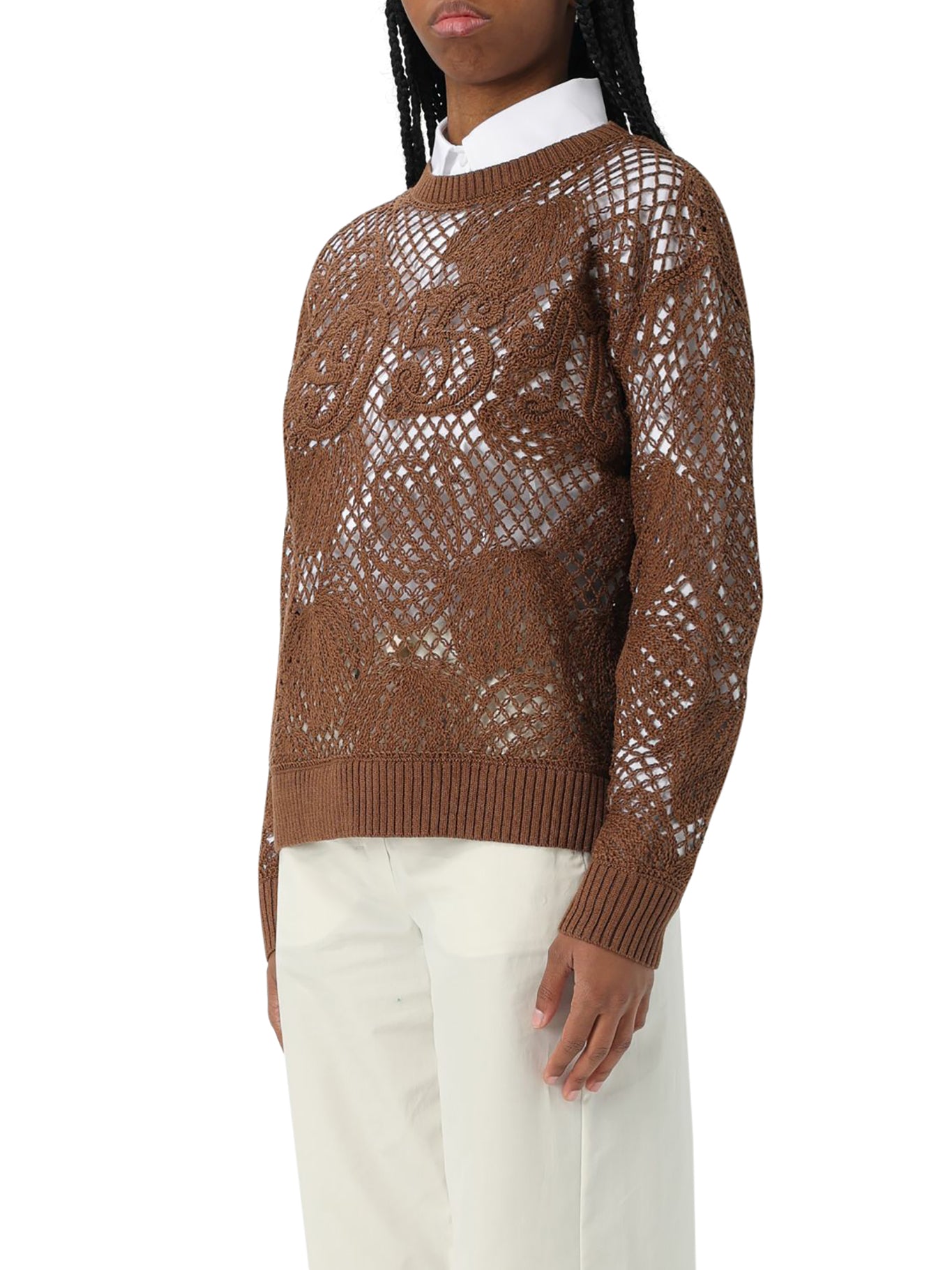 Embroidered Cotton Sweater for Women - Soft & Comfortable Knit Pullover - Casual & Cozy Fall/Winter Fashion - Perfect for Layering, Office Wear & Weekend Outfits