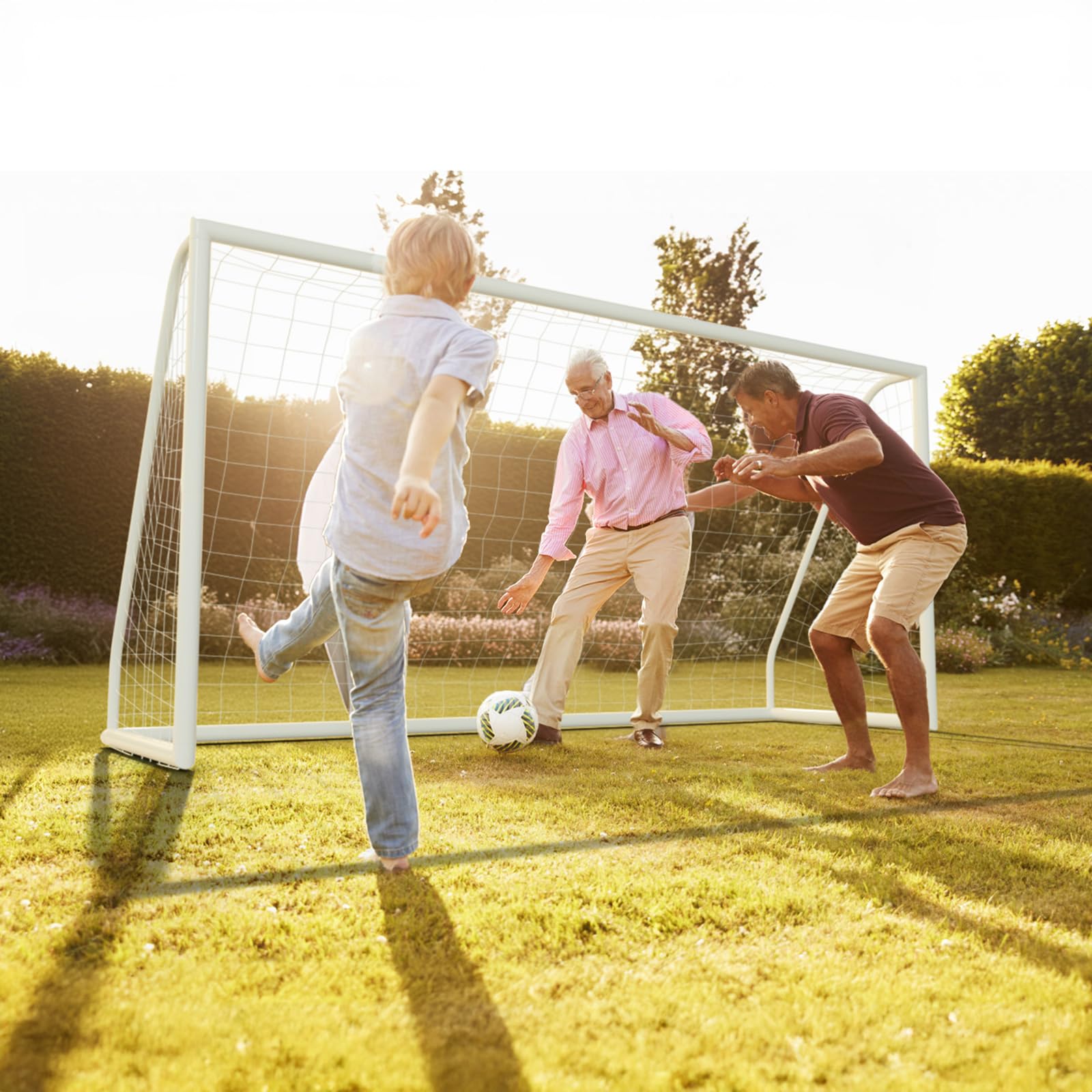 Portable Soccer Goal 12x6FT/10x6.5FT/8x6FT/8x5FT/6x4FT with HPVC Frame & Carry Bag - Full Size Backyard Soccer Net for Training, Practice & Youth Games