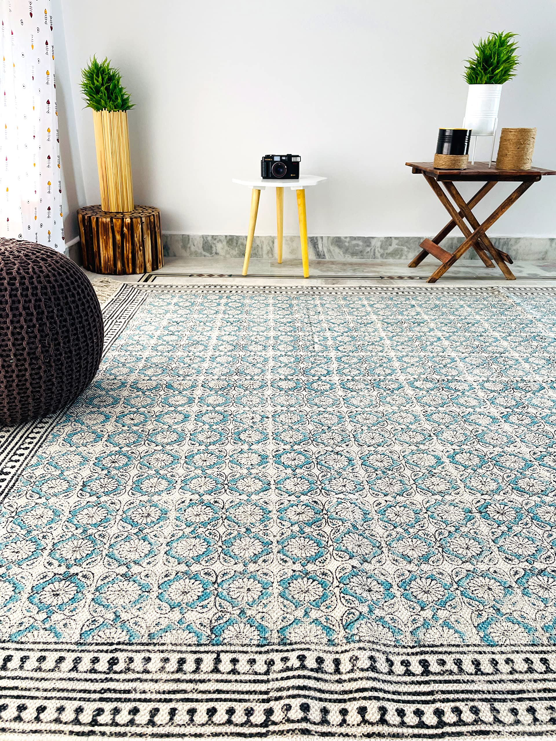 Soft Cotton Area Rug for Living Room, Bedroom, Indoor & Outdoor Use - Modern White Printed Design (2' x 3' Feet) - Perfect for Kids Room, Nursery, Dorm Decor & Home Office