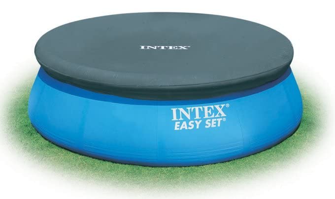 Intex 8ft Above Ground Swimming Pool Cover (2-Pack) & 8ft Inflatable Top Round Pool - Heavy Duty Protection for Summer Backyard Fun