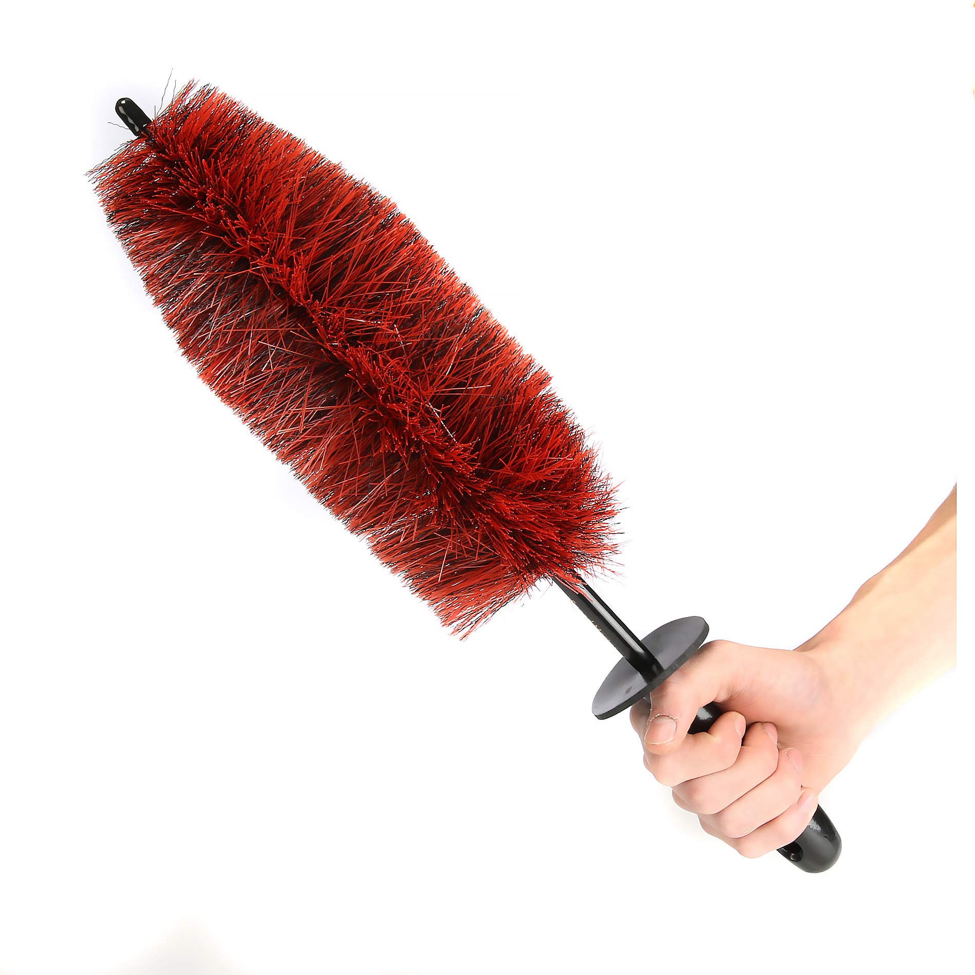 Soft Bristle Wheel Rim Brush 2 Pack - Long Handle Car Wheel & Tire Detailing Brush for Easy Reach - Scratch-Free Cleaning for Rims, Exhaust Tips, Vehicle Engine & Motorcycles - Perfect for Car Washing & Auto Detailing