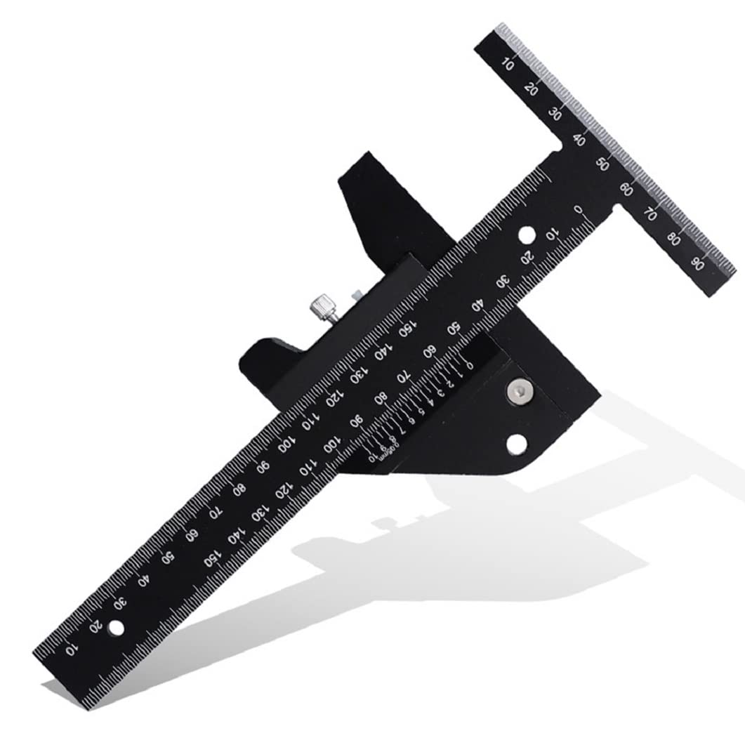 Premium T-Shaped Woodworking Scriber - Aluminum Alloy Multifunctional Marking Ruler & Measuring Gauge for DIY Carpentry Projects (Metric Scale) - Perfect for Wood Joinery, Furniture Making & Precision Woodworking