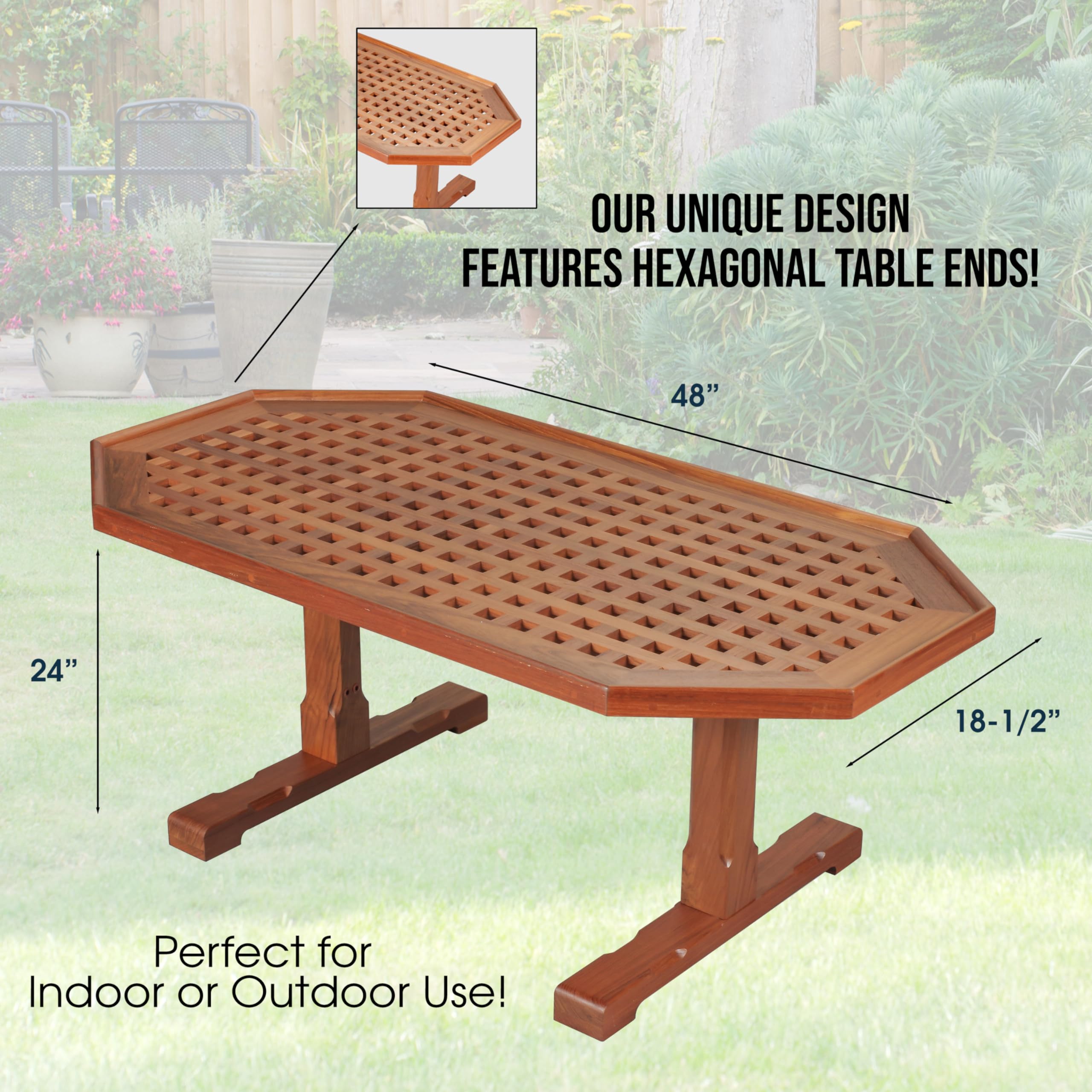 Teak Coffee Table with Grate Top Design - Whitecap 60058 - Perfect for Living Room, Patio & Outdoor Furniture Decor