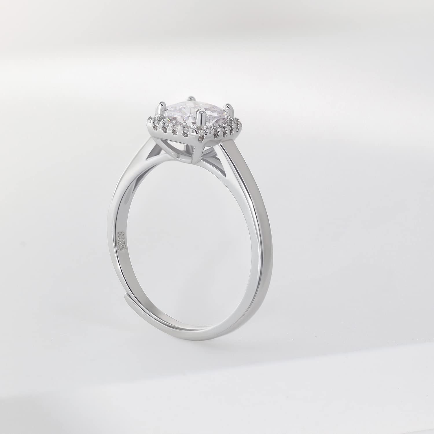1.5 CT Halo Cushion Cut Cubic Zirconia Engagement Ring for Women - 925 Sterling Silver Wedding Band, Promise Ring, Size 3-10 (Silver) - Perfect for Proposals, Anniversaries & Special Occasions