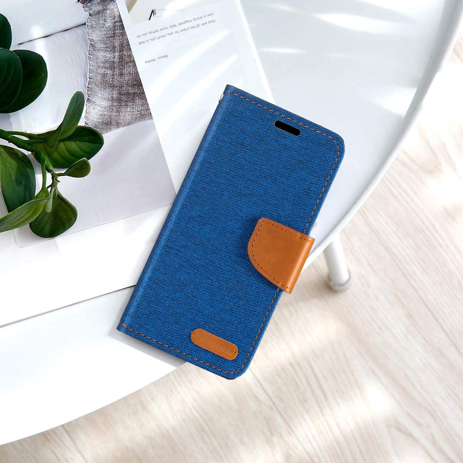 TCL 10 SE Phone Case - Premium Oxford Leather Wallet Cover with Soft TPU Back & Magnetic Closure | Perfect for Daily Use, Business Meetings & Travel Protection (Blue)