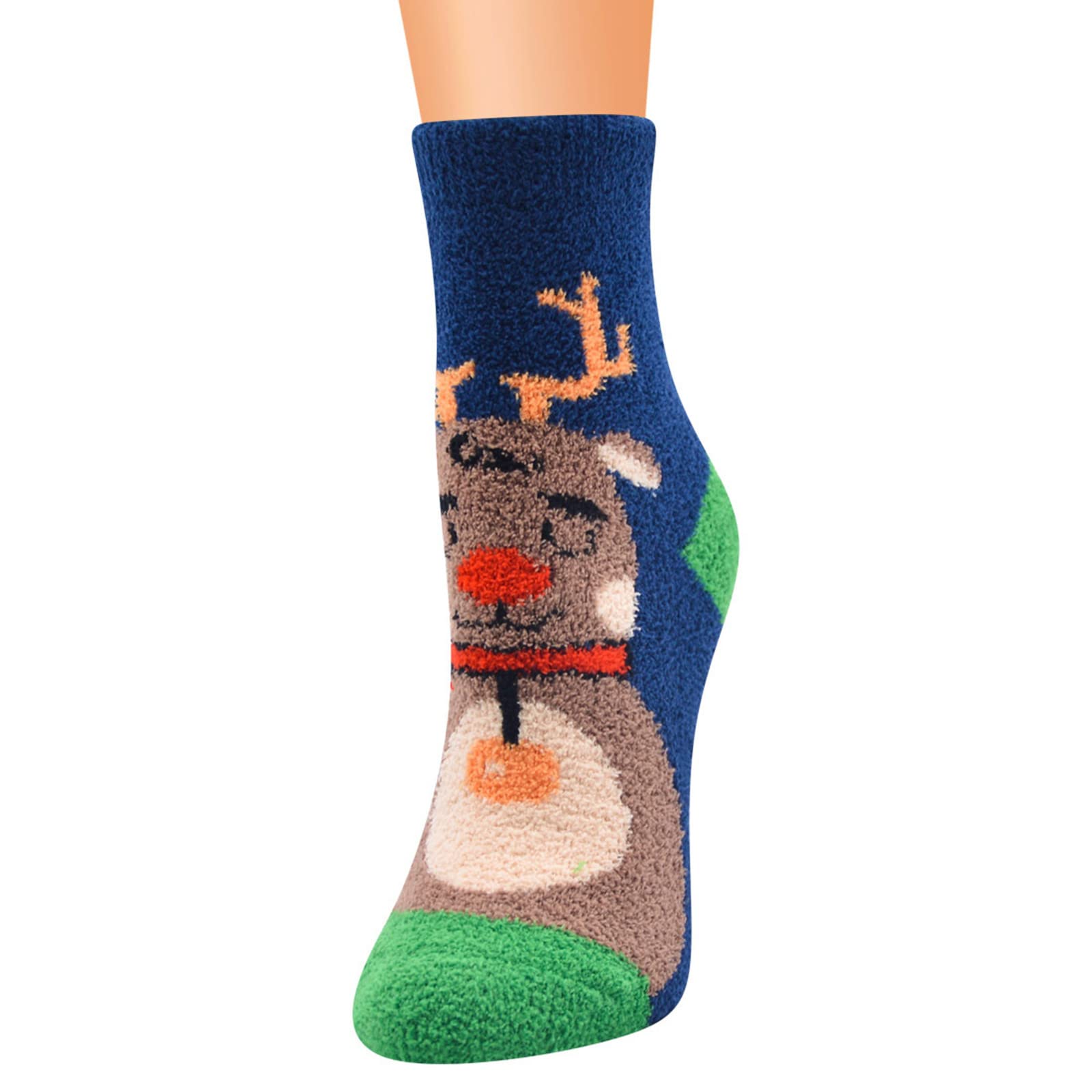 Cozy Christmas Cartoon Women's Non-Slip Thick Floor Socks - Warm Fuzzy Sleeping Slipper Socks for Winter Indoor/Outdoor Wear - Perfect for Home, Office & Holiday Gifts