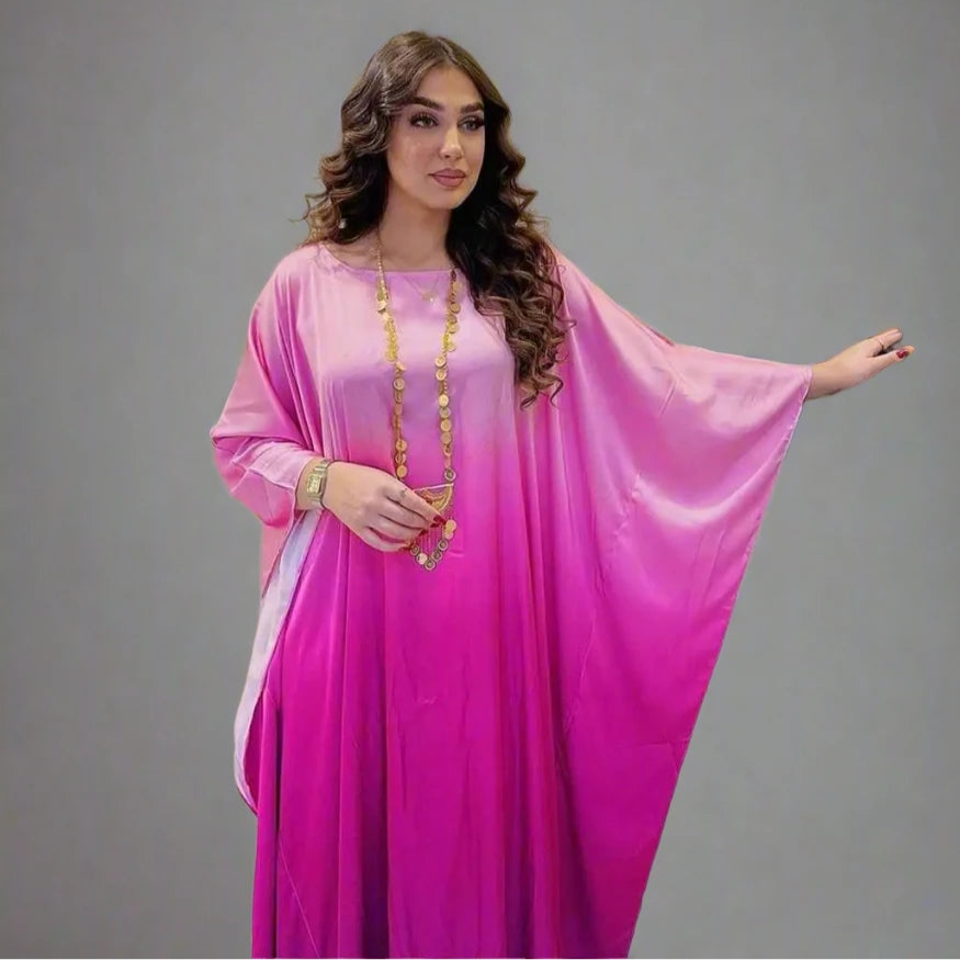 Free Size Batwing Sleeve Farasha Abaya Dress - Modest Islamic Women's Clothing for Prayer, Mosque & Special Occasions