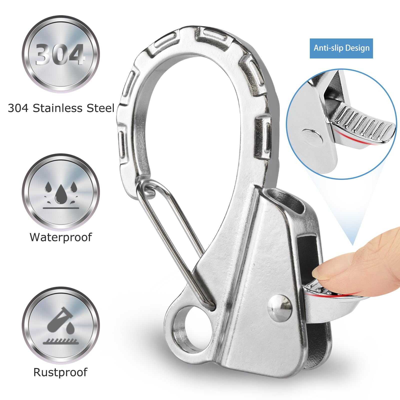 Stainless Steel Boat Fender Clips - Quick Release Marine Clips for Rail Mounting, 3/8