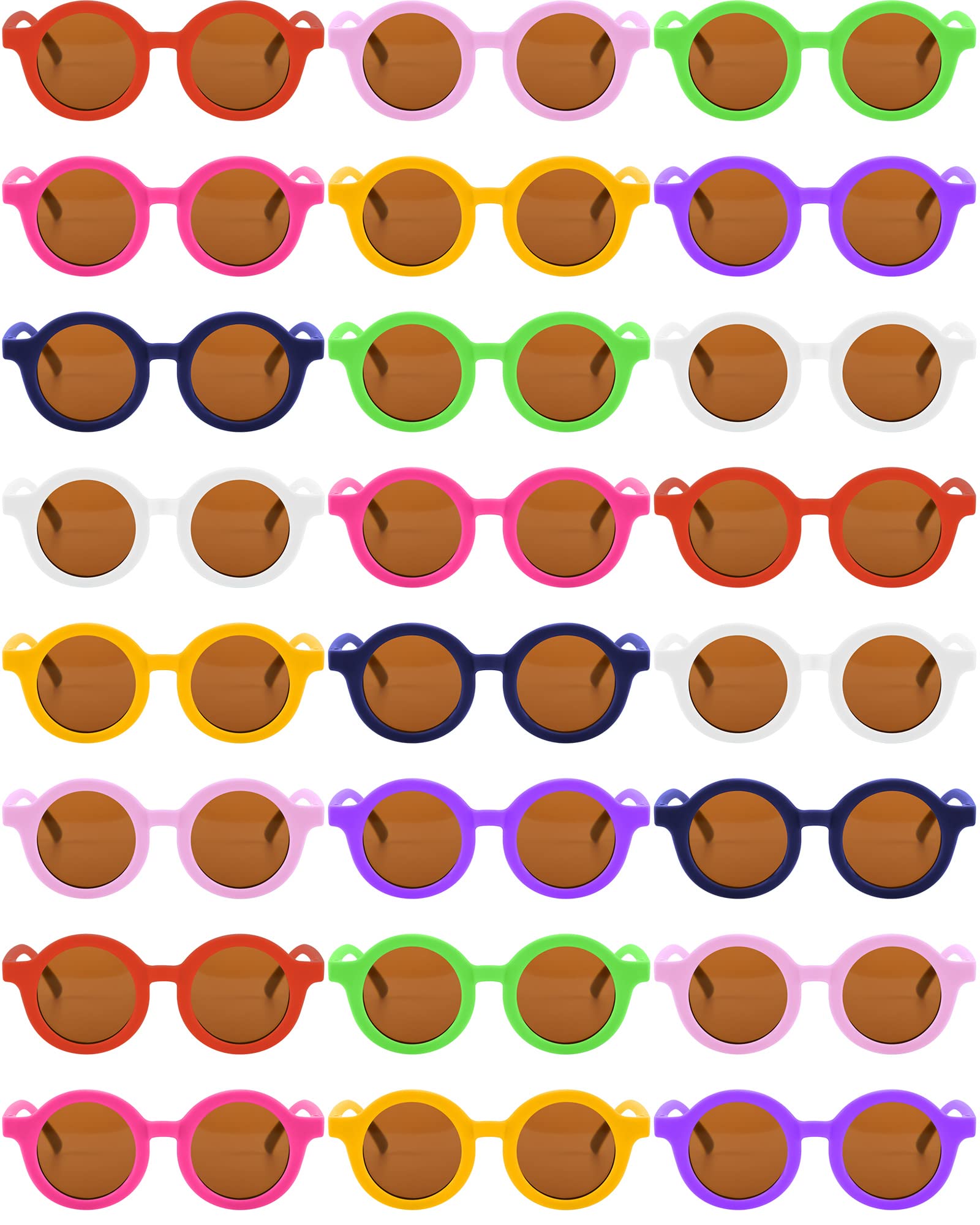 24 Pairs Kids Round Retro Sunglasses for Boys & Girls - Colorful UV Protection Shades for Outdoor, Beach & Sports Activities (Ages 3-10) - Perfect for Summer Play, Vacation & Fashion Accessories