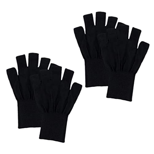 2 Pairs Black UV Protection Gel Nail Gloves - Anti-Stain Fabric for Manicure & Nail Art | Perfect for Salon, DIY Gel Nails & UV Light Protection