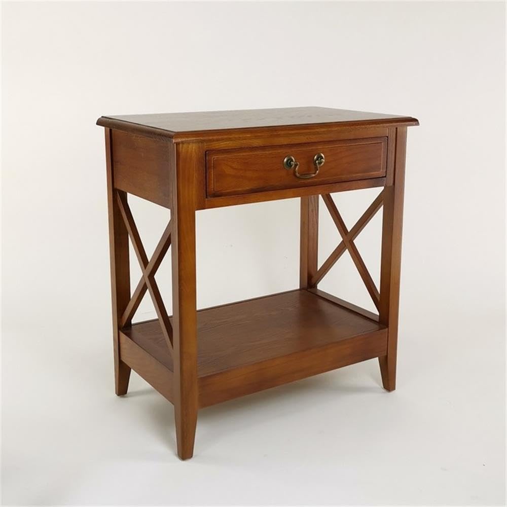 Wayborn Nightstand with Drawer - Solid Birch Wood Bedside Table, Brown - Perfect for Bedroom, Living Room, or Office Storage
