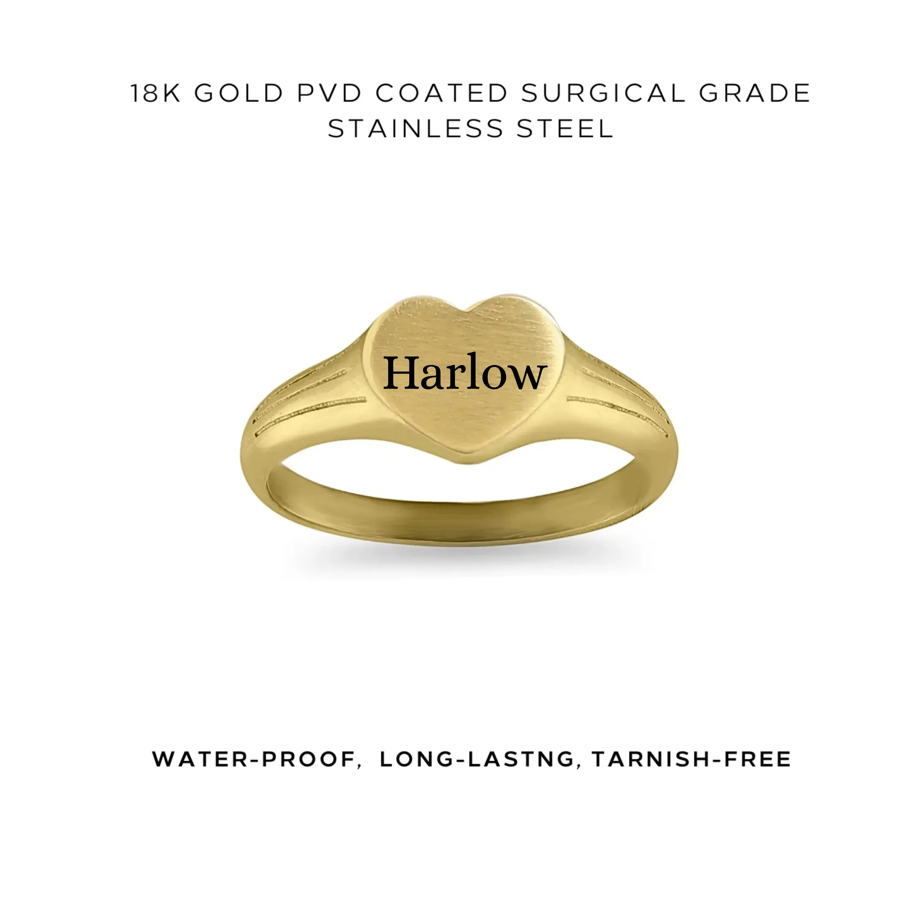 Heart Signet Engraved Ring - Personalized Initials Jewelry for Women & Men - Sterling Silver or Gold Plated - Perfect for Anniversary, Wedding & Gift Giving - $35.00