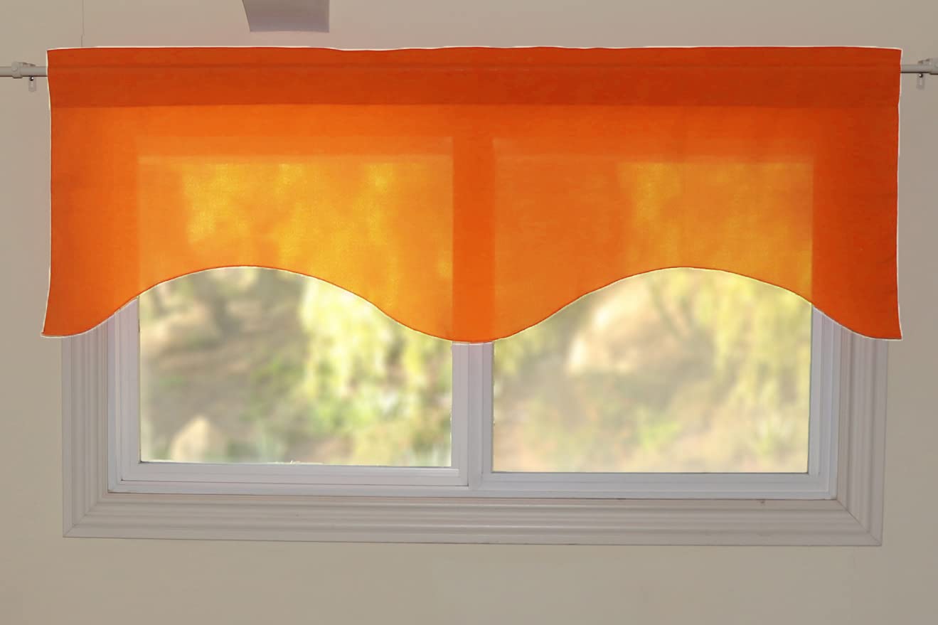 Elegant Scalloped Poplin Window Valance - Orange Home Decor for Bedroom, Nursery & Kitchen - Perfect for Adding Style & Privacy to Any Room