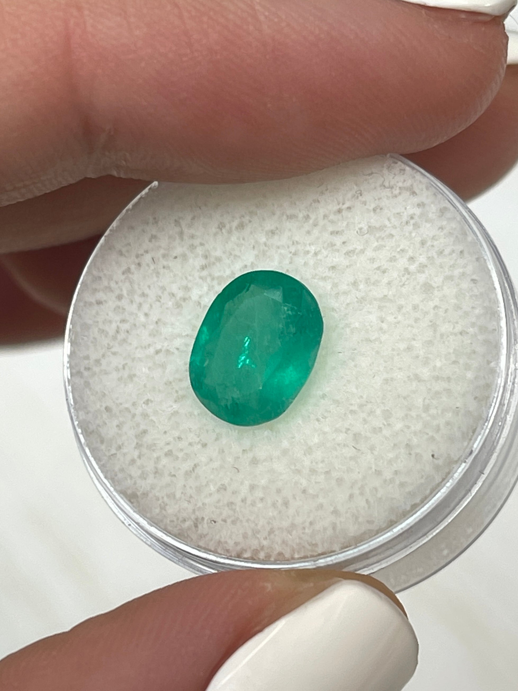 2.11 Carat 10x8mm Medium Bluish Green Natural Loose Colombian Emerald Oval Cut Gemstone for Jewelry Making, Engagement Rings & Collector's Items