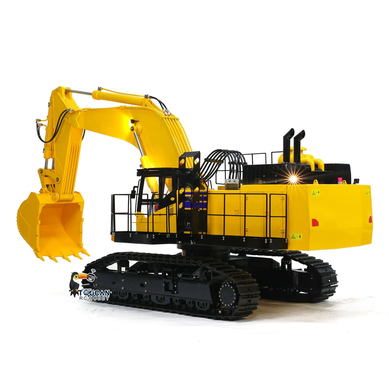 1/8 Scale PC1250 RC Hydraulic Excavator - Metal Heavy Duty Construction Vehicle Toy with Assembled & Painted Light System - Perfect for Construction Enthusiasts, Collectors & RC Hobbyists - Great for Display, Play & Construction Simulation