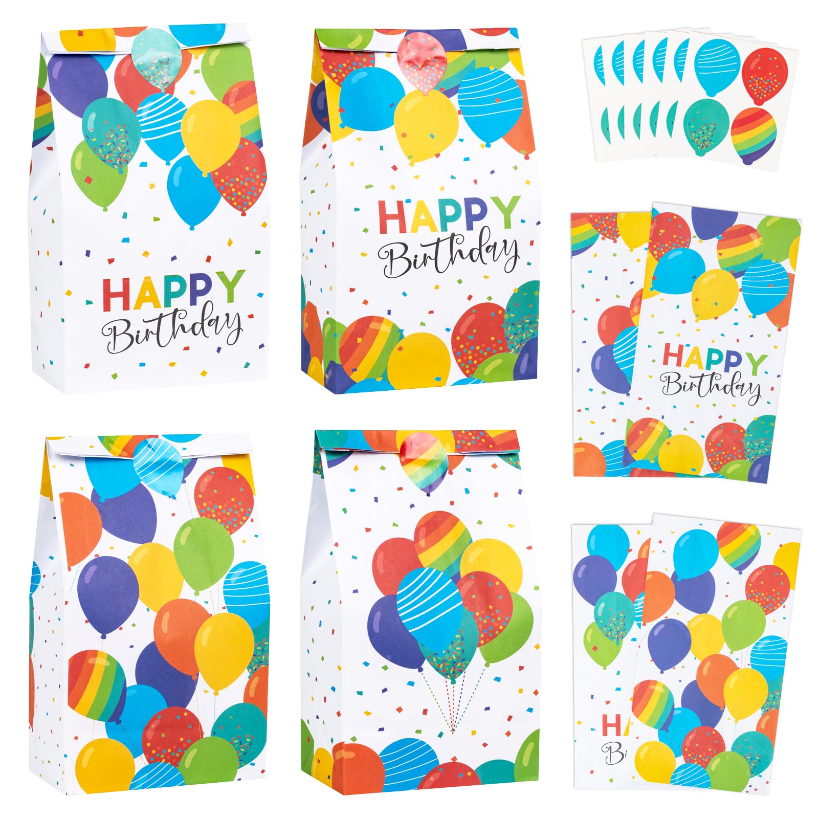 DECORLIFE 24PCS Birthday Party Favor Bags with Stickers - 4 Styles Kids Goodie Bags for Boys & Girls Birthday Celebrations | Perfect for Classroom Treats, Party Favors, Halloween & Christmas Gift Bags