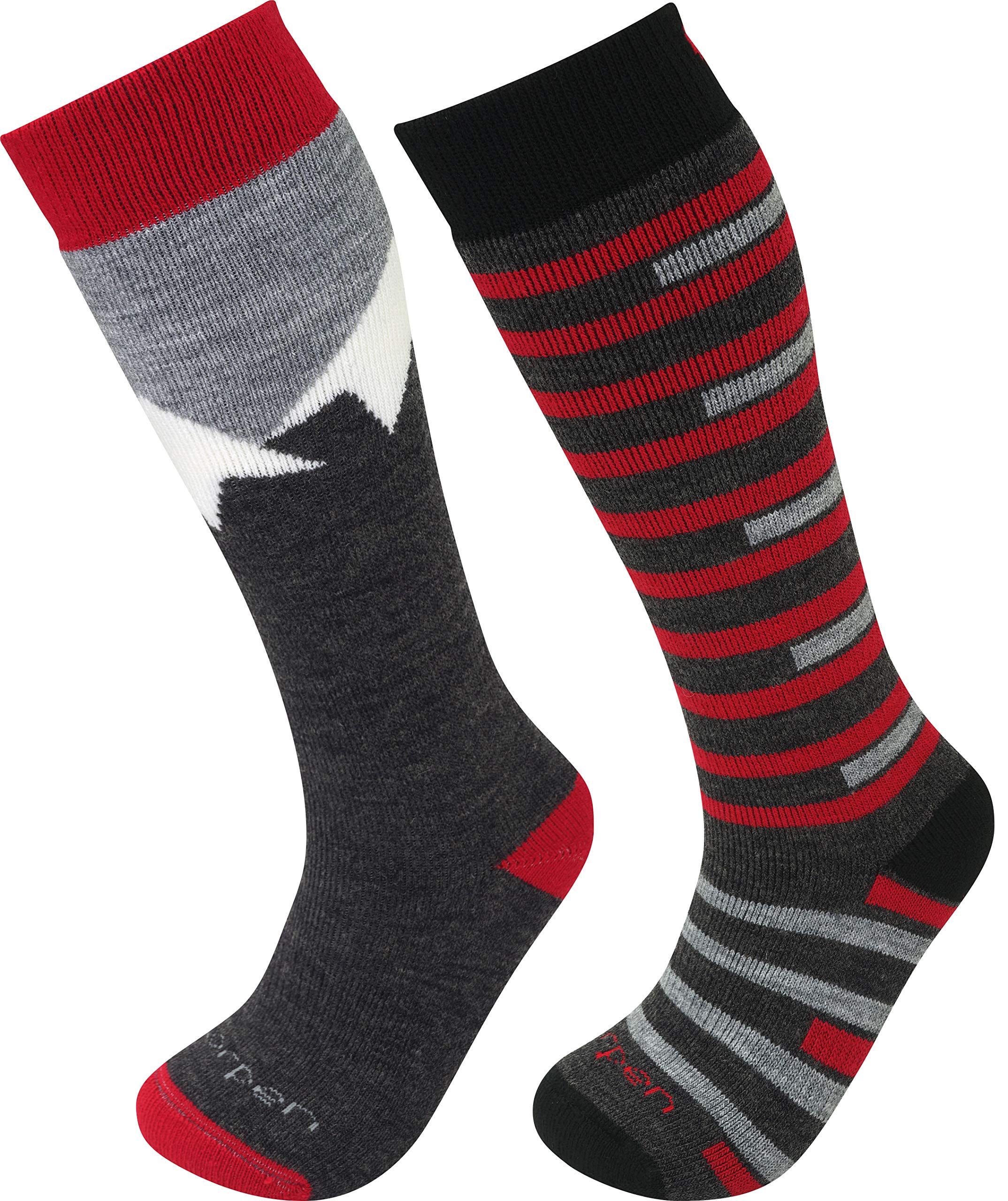 Premium Boys' Merino Wool Ski Socks 2-Pack - Warm & Moisture-Wicking for Winter Sports, Snowboarding & Outdoor Adventures