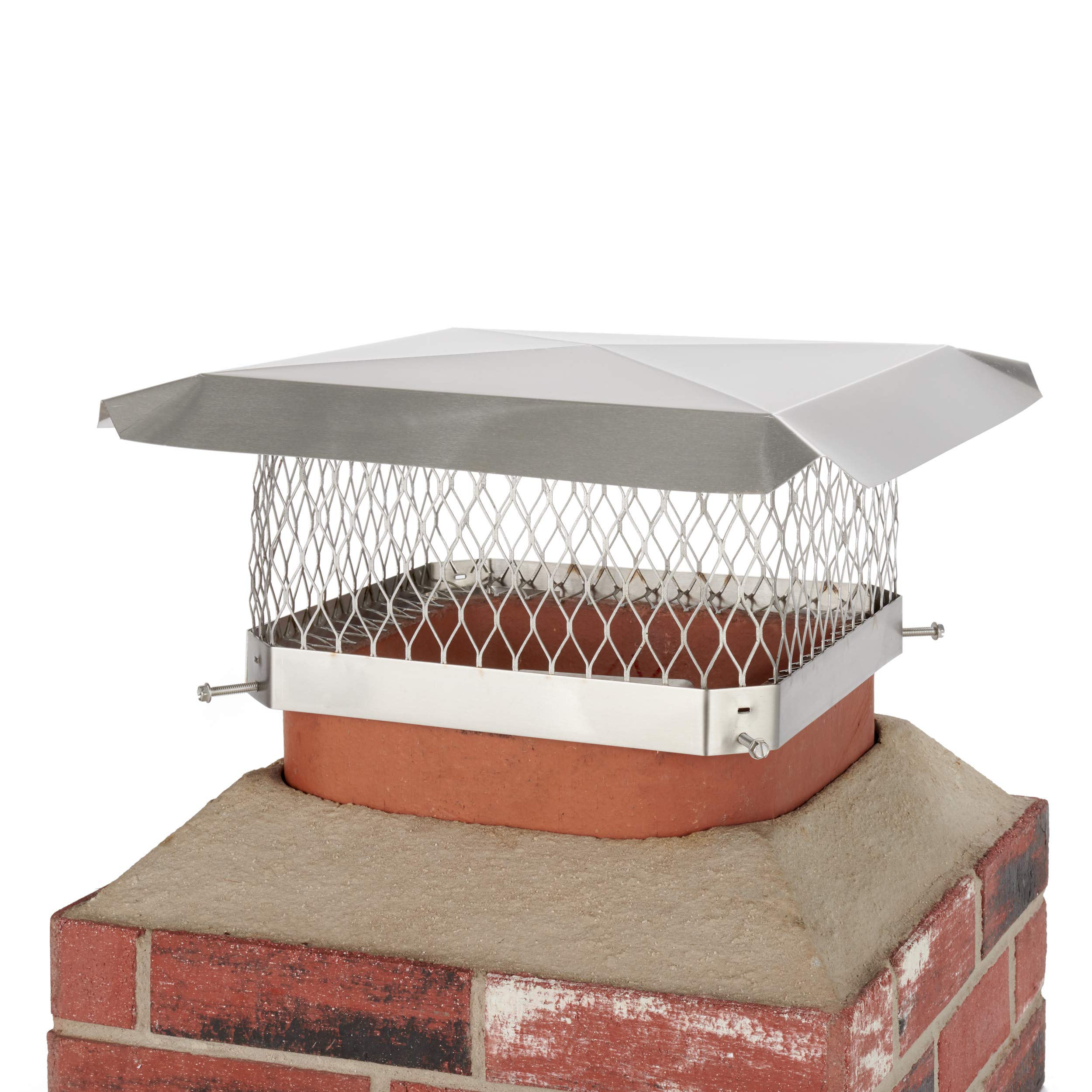 13x13 Inch Stainless Steel Chimney Cap - Bolt-On Chimney Cover for Existing Tiles, Durable Chimney Vent Cap (HY-C SPSS1313) - Perfect for Home Roof Protection & Weatherproofing