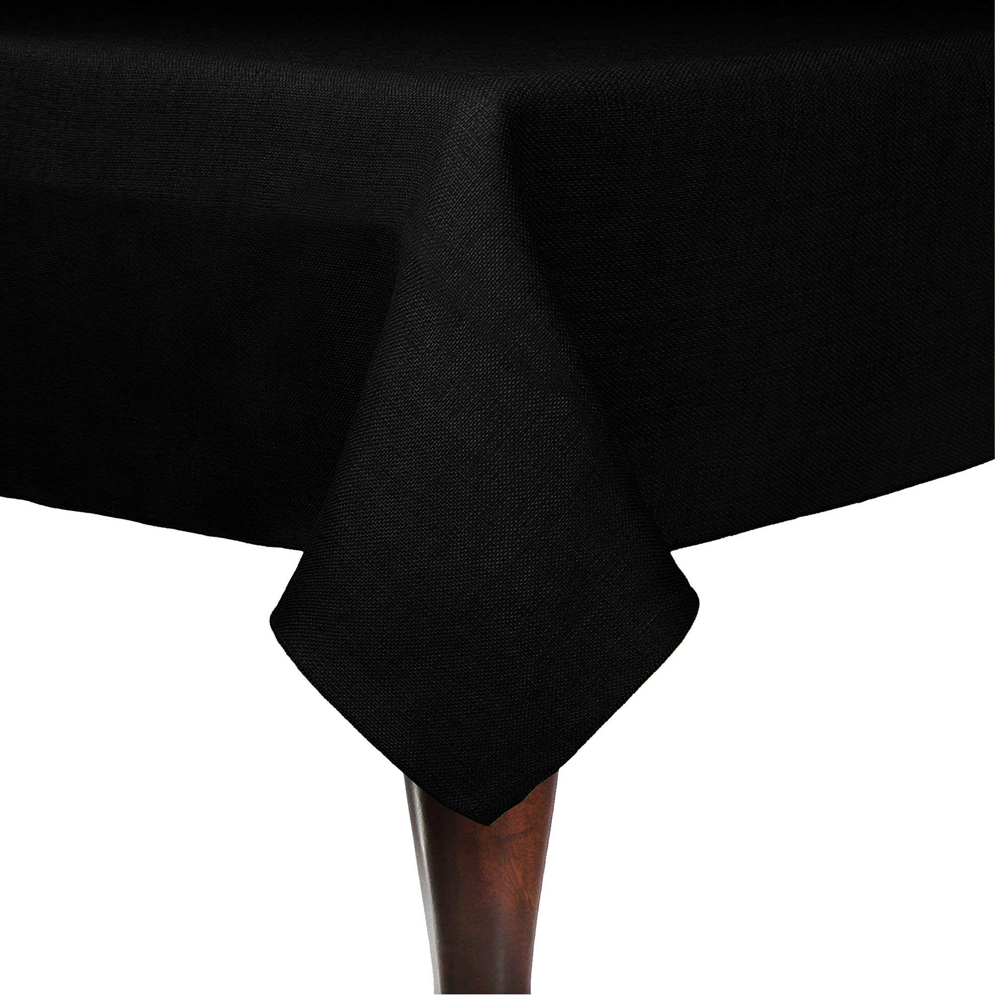 Premium 3-Pack Faux Burlap Tablecloths 58x58 Inch - Havana Square Table Linens in Basket Weave Black for Dining Room, Wedding, Party Decor