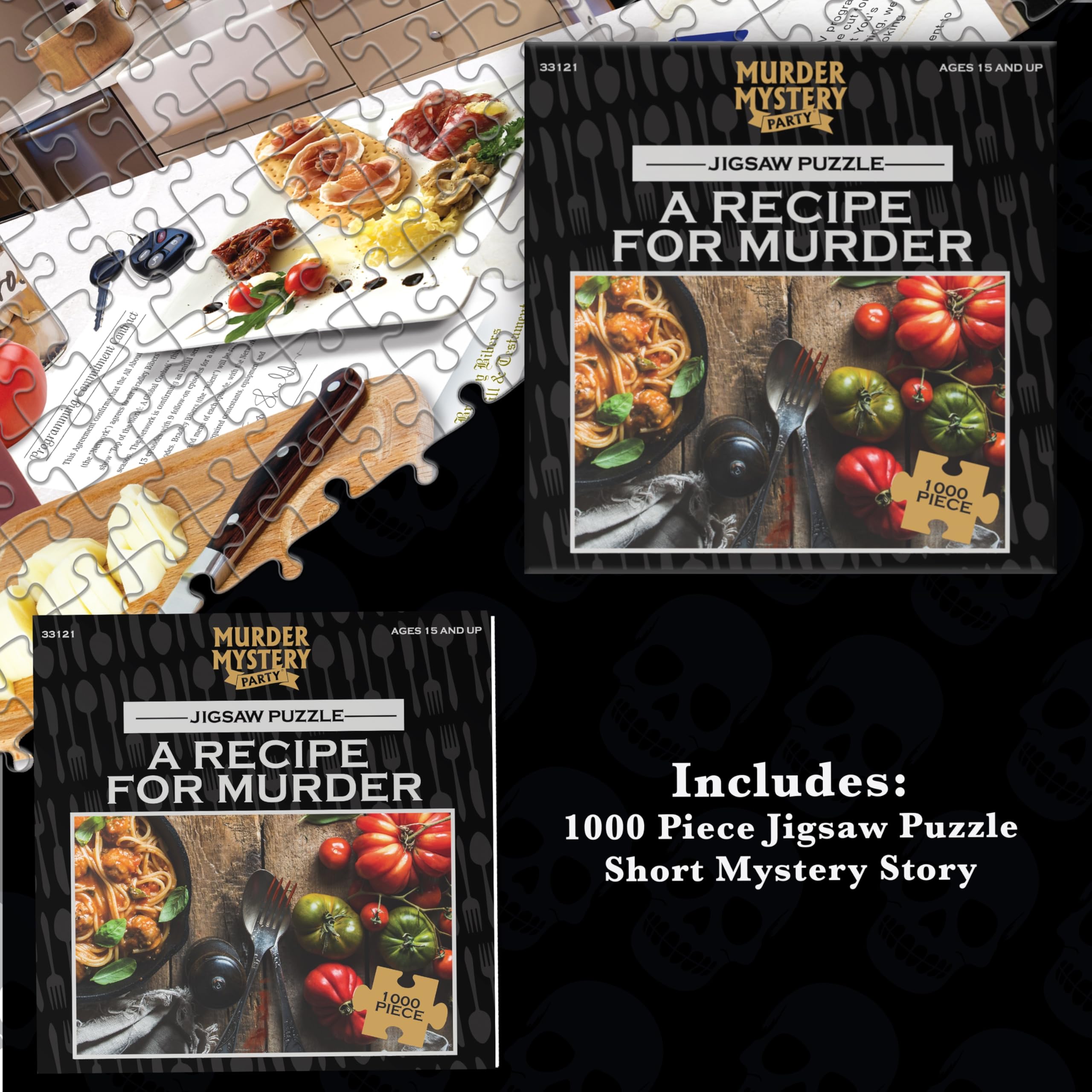 Bepuzzled Classic Mystery Recipe For Murder 1000-Piece Jigsaw Puzzle by University Games | Murder Mystery Puzzle Game for Teens & Adults | Perfect for Family Game Nights & Detective-Themed Parties | Ages 12+