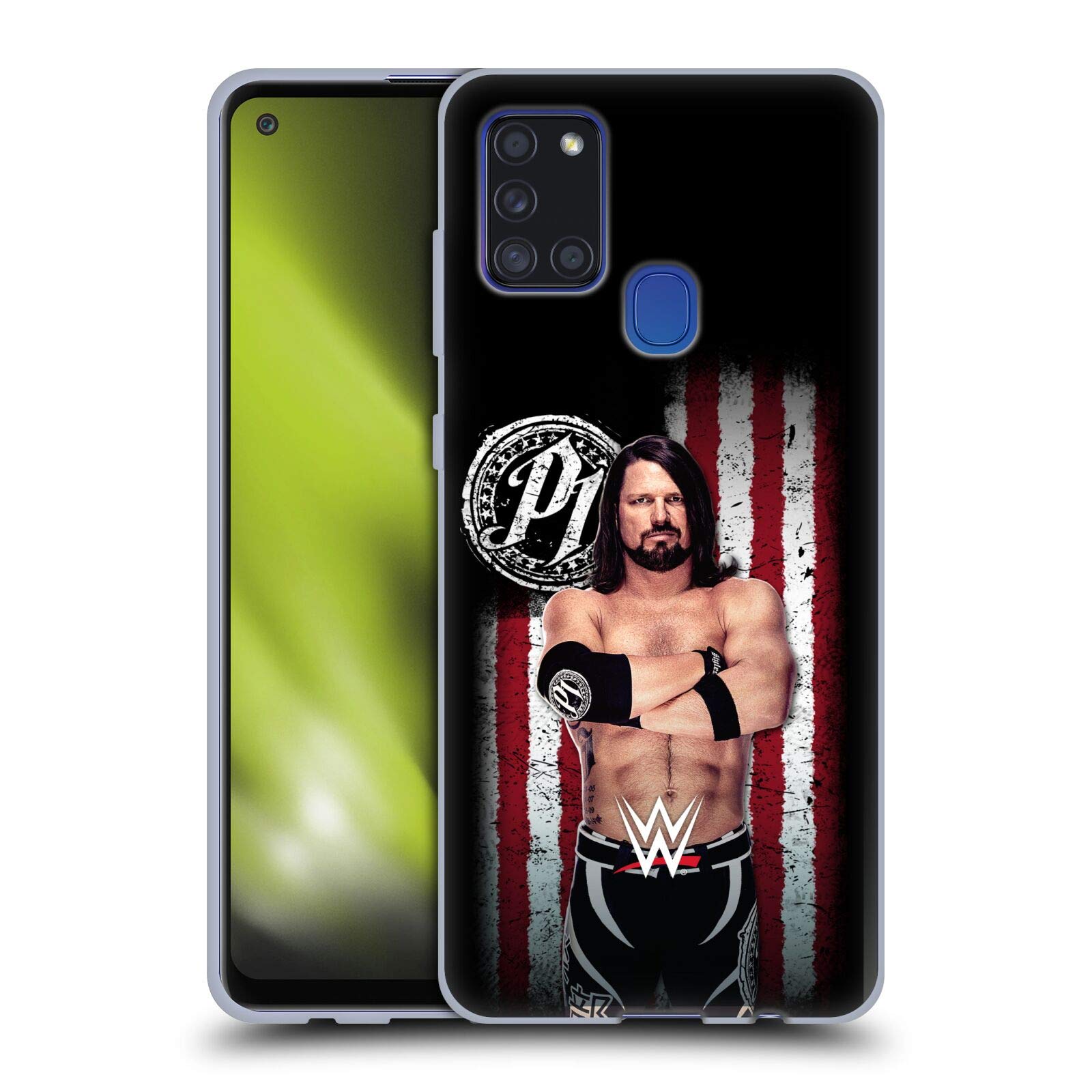 WWE AJ Styles American Flag Soft Gel Case for Samsung Galaxy A21s (2020) - Durable Protective Phone Cover with Superstar Design for Fans & Wrestling Enthusiasts