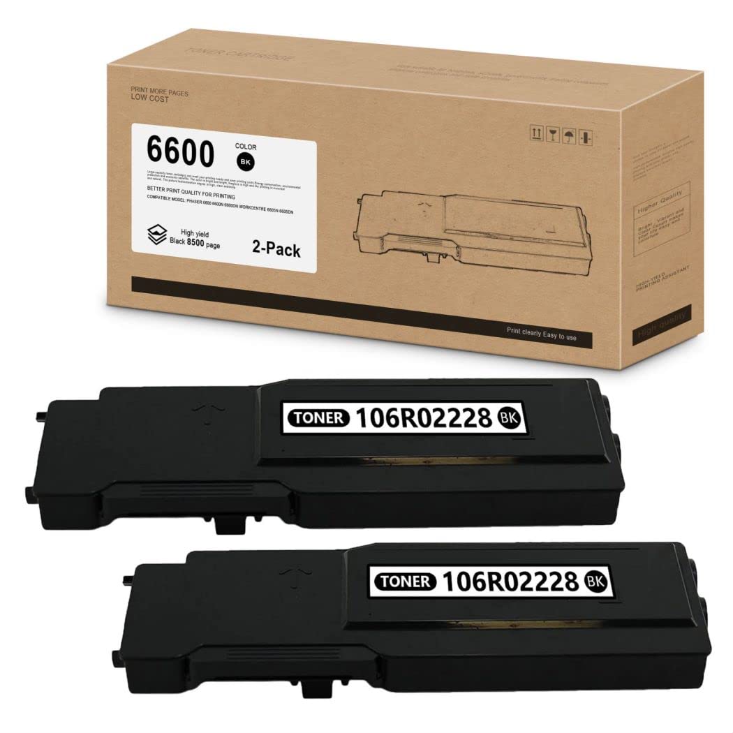 2 Pack NUCALA Compatible Black Toner Cartridge Replacement for Xerox Phaser 6600/6600N/6600DN & WorkCentre 6605N/6605DN Printers (Model 106R02228) - High Yield Printing for Office & Home Use
