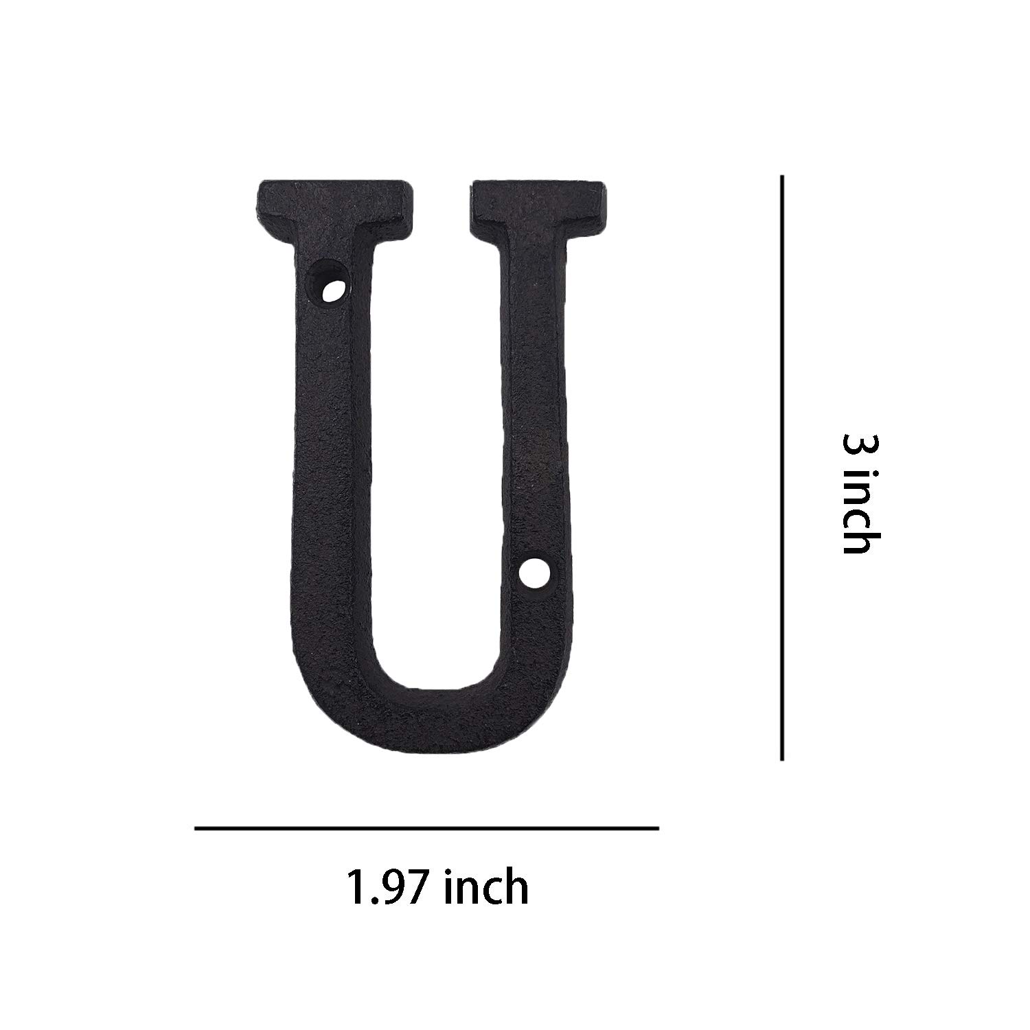 3 Inch Solid Cast Iron House Numbers - Durable Outdoor Address Plaque for Mailbox, Front Door & Garden (Letter U Included) | Perfect for Home Security & Curb Appeal
